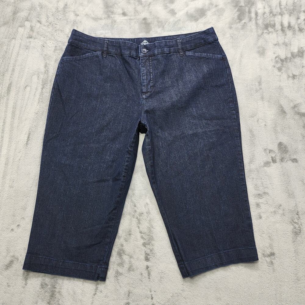St Johns Bay Jeans Women 18 Blue Dark Wash High Rise Capri Stretch Denim Casual